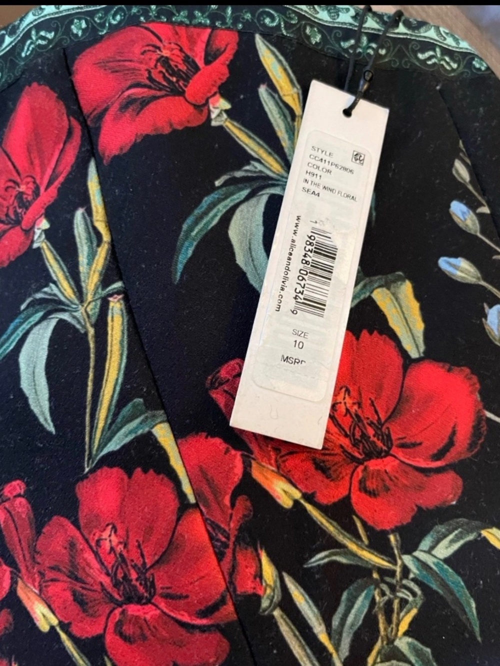 Alice + Olivia Berna Floral Strapless Jumpsuit In The Wind Side Split Leg 10 NWT - Picture 16 of 16
